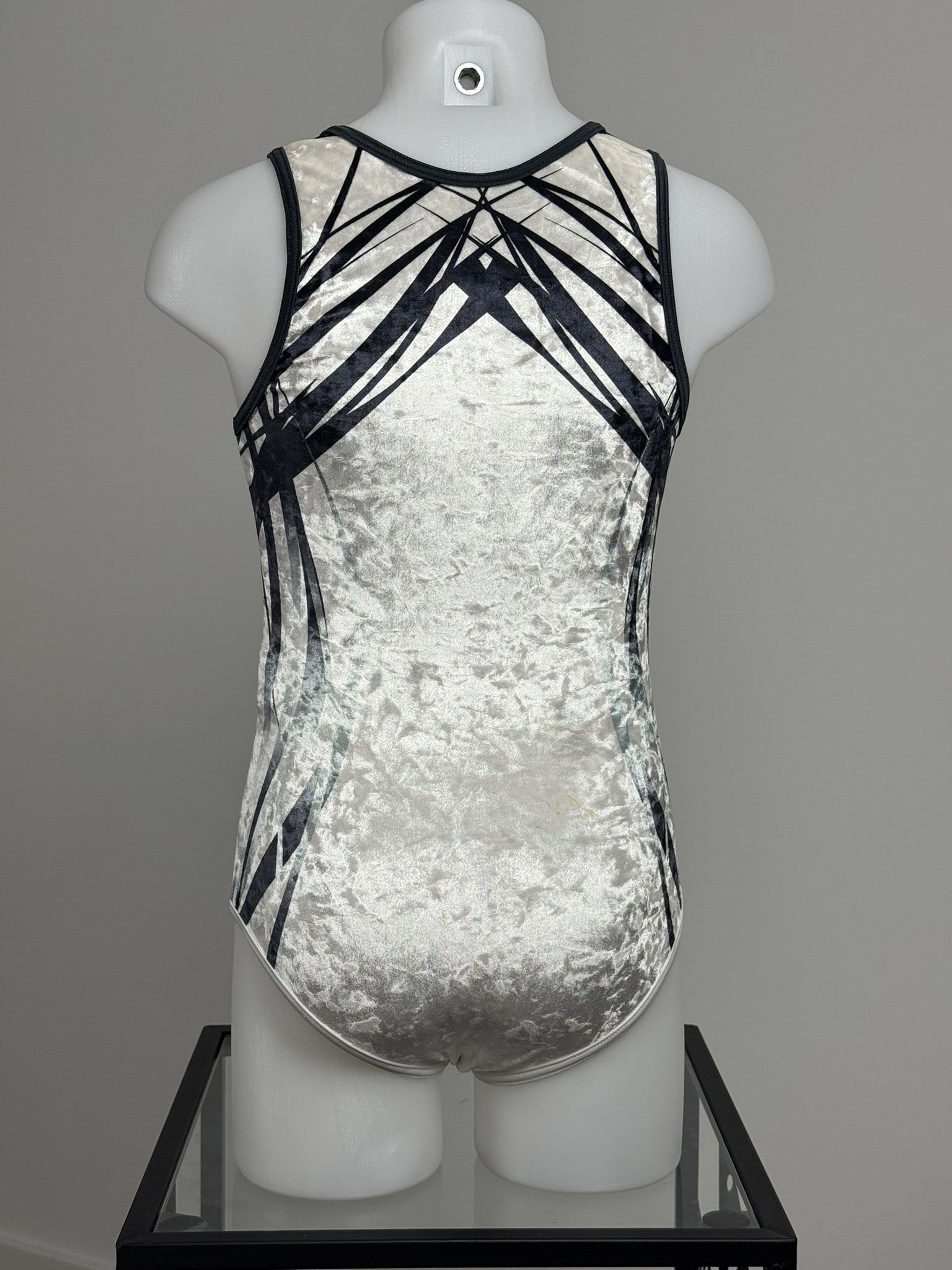 leotard velours Moreau GAM blanc &amp; gris, vue de dos, 10A