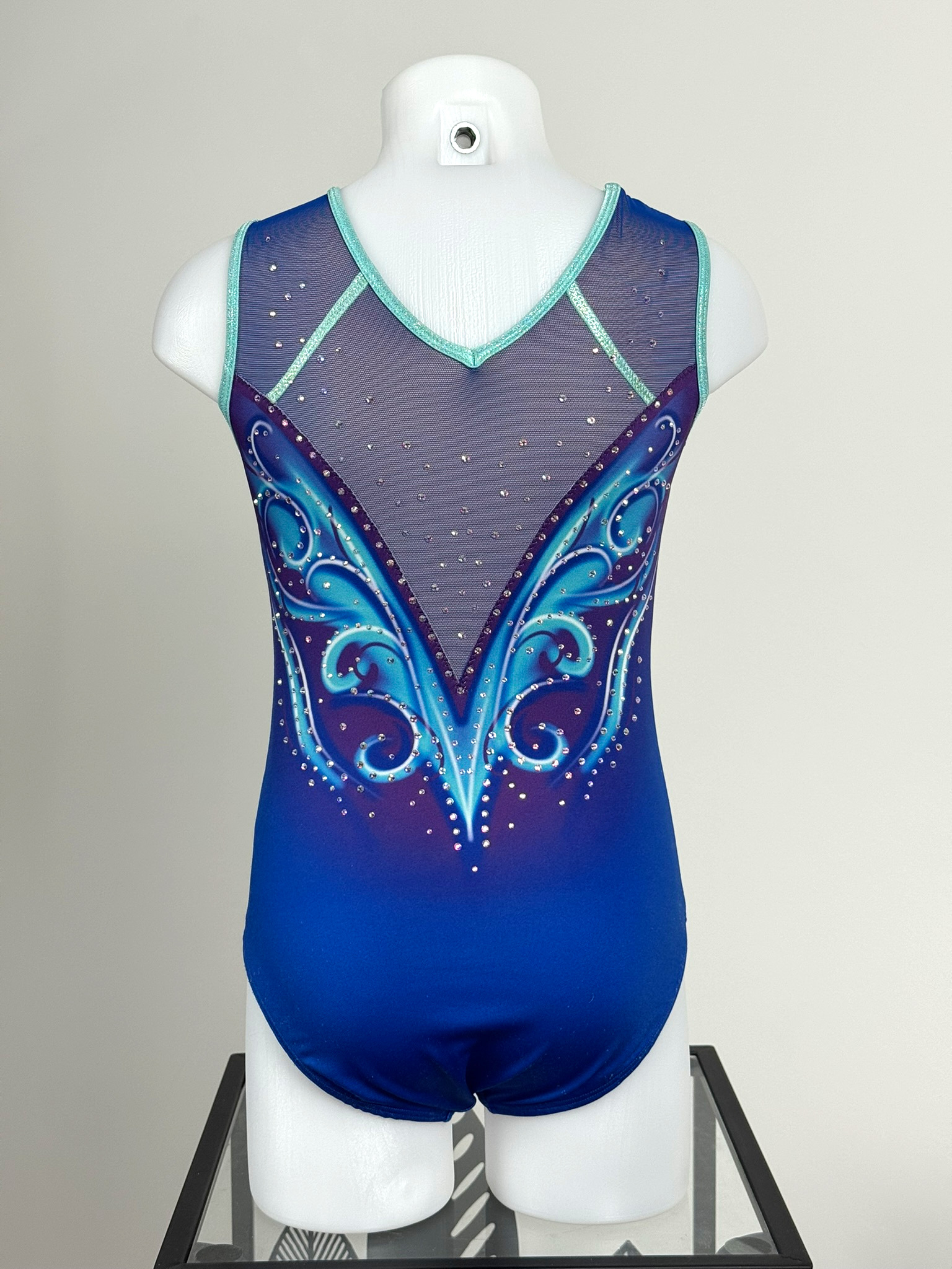Justaucorps d'occasion GAF KV leotards bleu, vue de dos, taille 8-10 ans