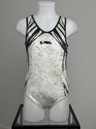 leotard velours Moreau GAM blanc & gris, vue de face, 8A
