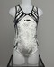 leotard velours Moreau GAM blanc &amp;amp; gris, vue de face, 10A