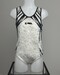 leotard velours Moreau GAM blanc &amp;amp; gris, vue de face, 8A