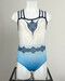 Justaucorps d'occasion GAF Rocsa blanc et bleu, vue de face, taille 8-10 ans