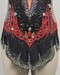 détails jupette justaucorps Novarythm GR noir &amp;amp; rouge, vue de face, XS