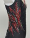 zoom sur motifs rouge justaucorps GR noir &amp;amp; motifs rouge, 10-12A