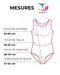 Mesures à plat, justaucorps d'occasion GR prune, taille 6-8 ans